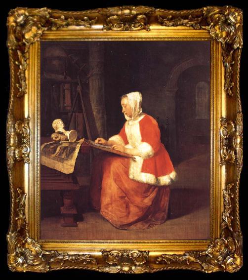 framed  Gabriel Metsu A Young Woman Seated Drawing, ta009-2